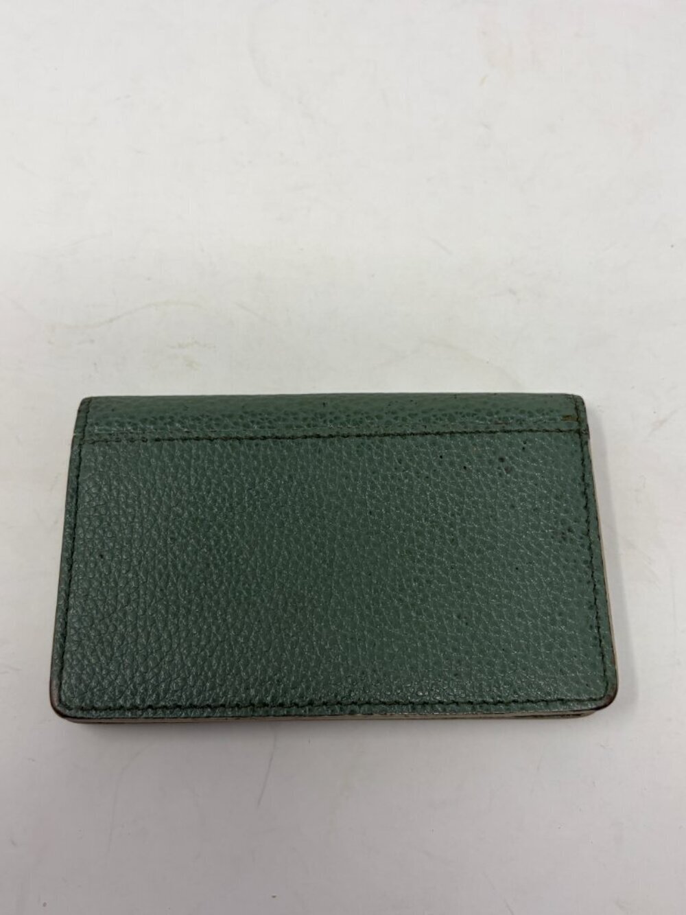 Levenger card case green envelope snap leather slim - Picture 7 of 9